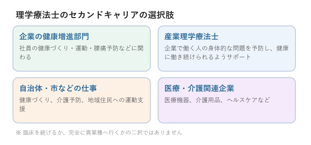 理学療法士のセカンドキャリアの選択肢の図