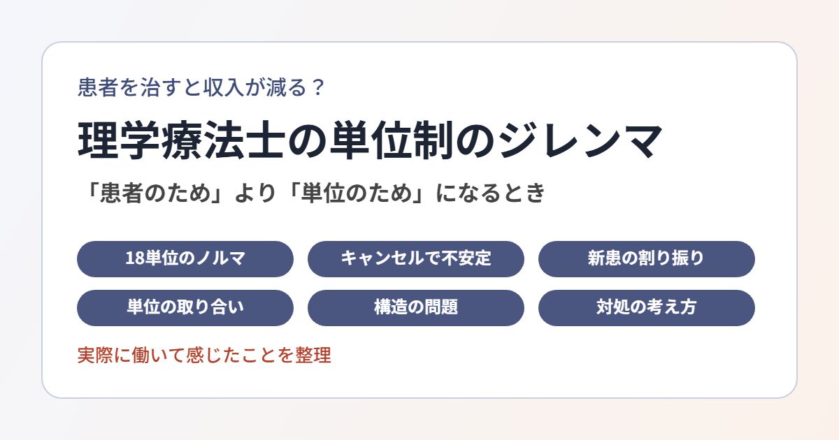 患者を治すと収入が減る？単位制のジレンマ